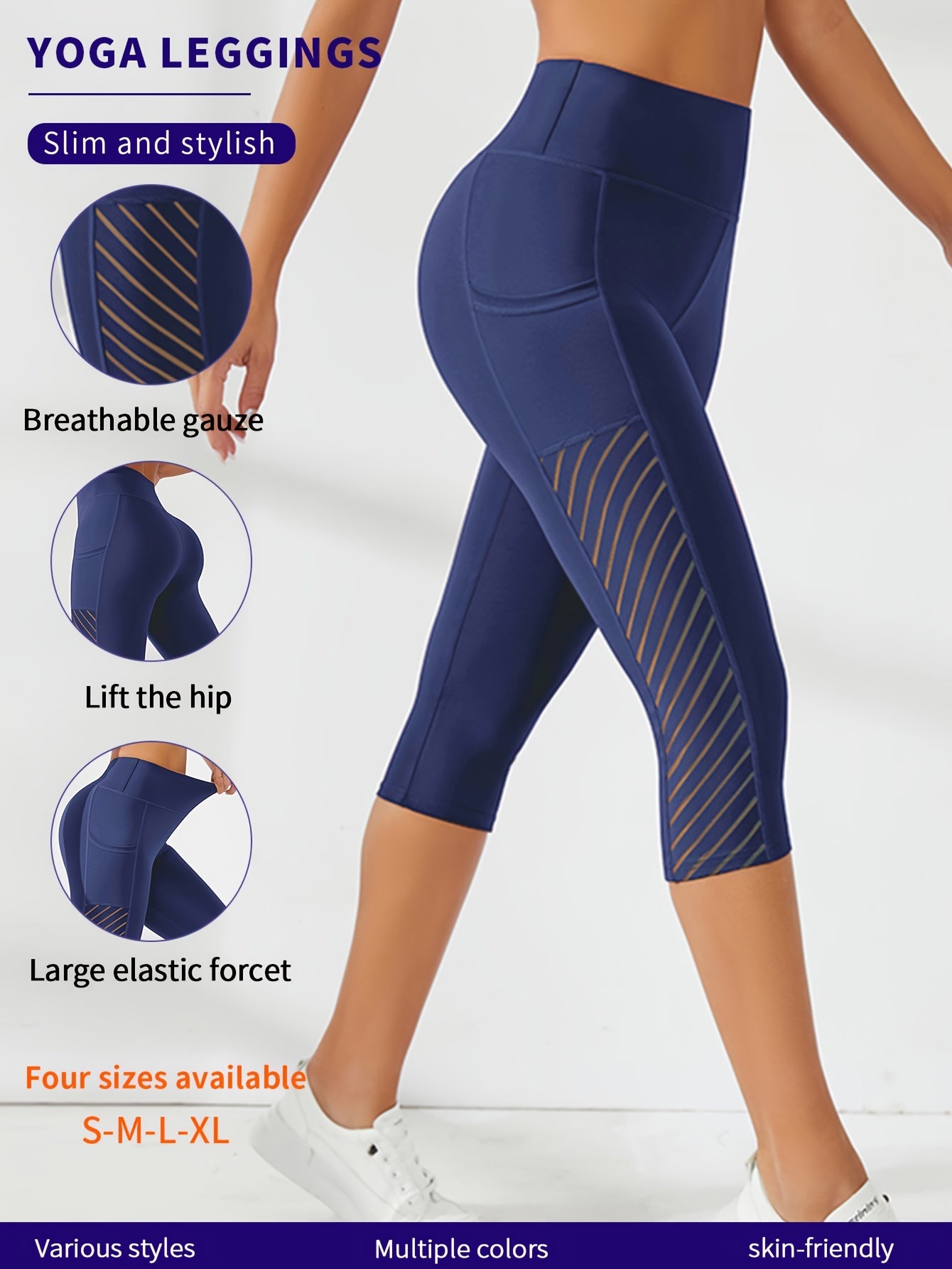 High-Waist Stretch Comfort Capri Leggings for Women - Moisture-Wicking, Versatile Use in Yoga, Running & Cycling - Breathable Activewear