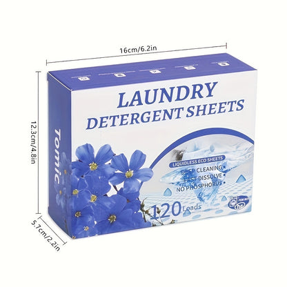 Natural Laundry Detergent Tablets 120 Dissolvable Washing Machine Laundry Detergent Tablets, Fresh Natural Floral Scent, Portable, Neat, Eco-Friendly, Plastic-Free Bottle, Efficient Cleaning (120 Pcs)