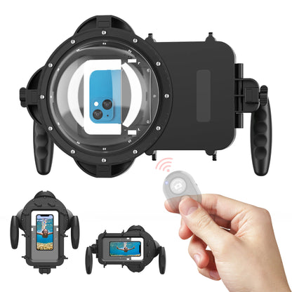 Handheld Diving Housing Dome Case for iPhone Underwater Swimming Dome Port Fit for Any Smart Phone Size from 4.5-7.0 Inches