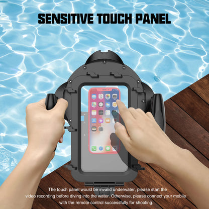 Handheld Diving Housing Dome Case for iPhone Underwater Swimming Dome Port Fit for Any Smart Phone Size from 4.5-7.0 Inches