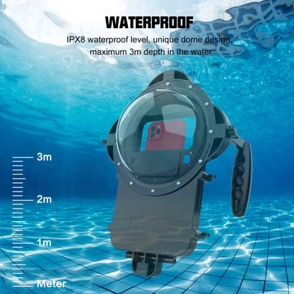 Handheld Diving Housing Dome Case for iPhone Underwater Swimming Dome Port Fit for Any Smart Phone Size from 4.5-7.0 Inches