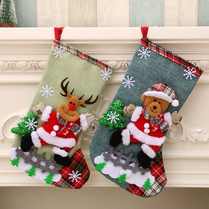 Christmas Stockings Ornament Sock 3D Pattern for kids decoration New Year