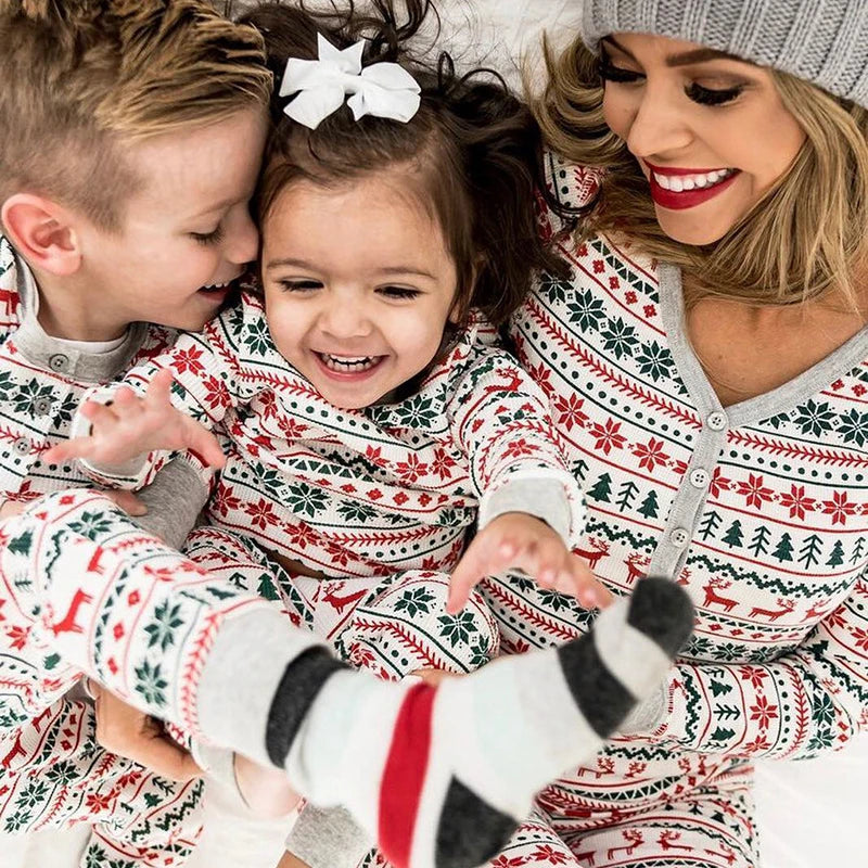 Family Christmas Matching Pajamas Set Adult Kids Mother and Daughter Father Son Sleepwear Baby Look Outfits