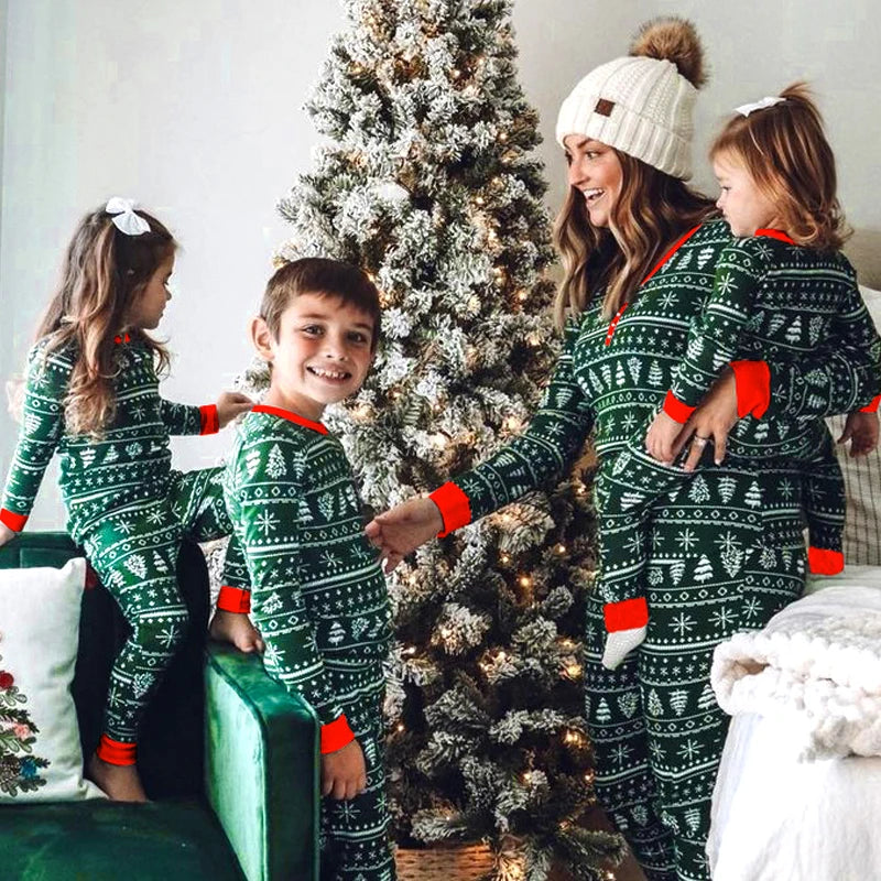 Christmas Family Matching Pajamas Set Mother Father Kids Clothes