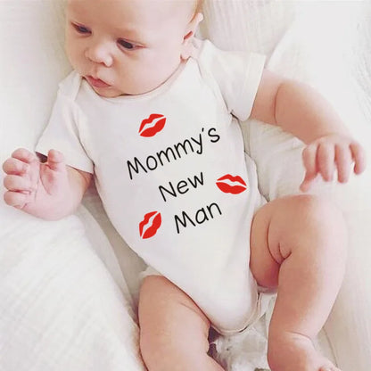 Newborn Baby Clothes Short Sleeve Boy Clothing Mommy's New Man Design 100% Cotton Rompers De Bebe Costumes Black