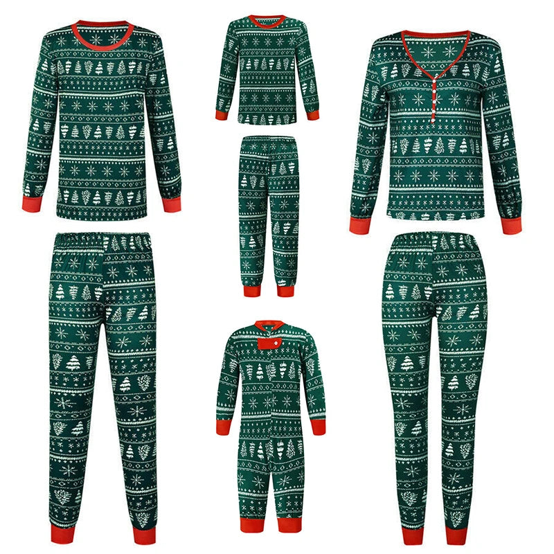 Christmas Family Matching Pajamas Set Mother Father Kids Clothes