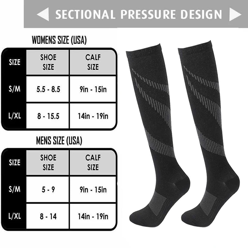 Varicose Veins Socks Compression Stockings Nurse Sports Cycling Socks for Diabetics Running Gift for Men/Women Diabetes Nature Hiking