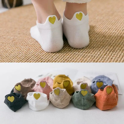 5Pairs New Heart Socks Women Cotton Socks Ankle Short Cute Heart Casual Funny Sock Fashion Socks