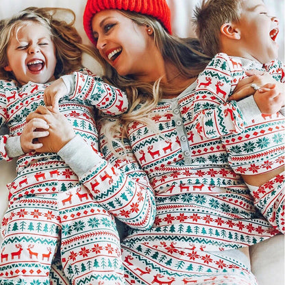 Family Christmas Matching Pajamas Set Adult Kids Mother and Daughter Father Son Sleepwear Baby Look Outfits