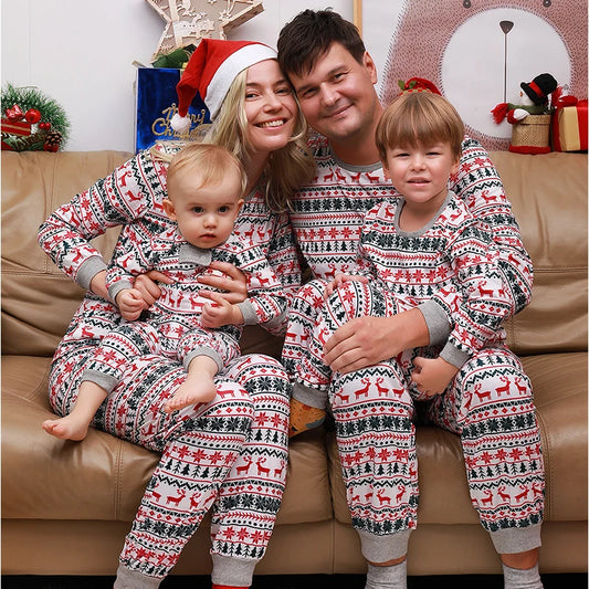 Family Christmas Matching Pajamas Set Adult Kids Mother and Daughter Father Son Sleepwear Baby Look Outfits