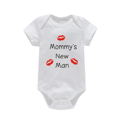 Newborn Baby Clothes Short Sleeve Boy Clothing Mommy's New Man Design 100% Cotton Rompers De Bebe Costumes Black