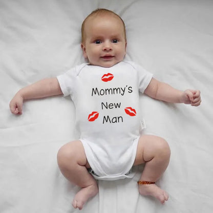 Newborn Baby Clothes Short Sleeve Boy Clothing Mommy's New Man Design 100% Cotton Rompers De Bebe Costumes Black