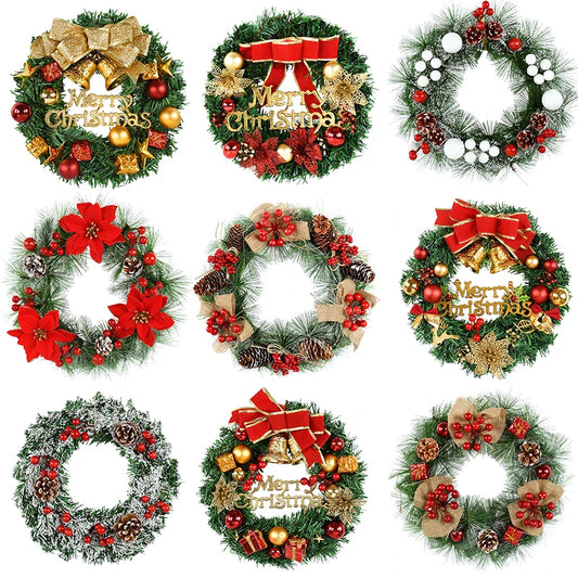 30cm Christmas Wreath Xmas Door Garland Hanging Ornaments Decoration Pendant