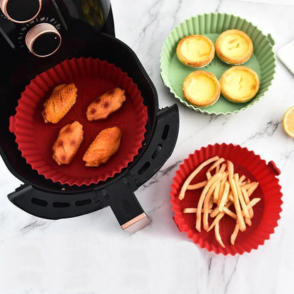 Air Fryer Silicone Liners Pot, Airfryer Basket, Replacement of Flammable Parchment Paper, Reusable Baking Tray Oven Accessories