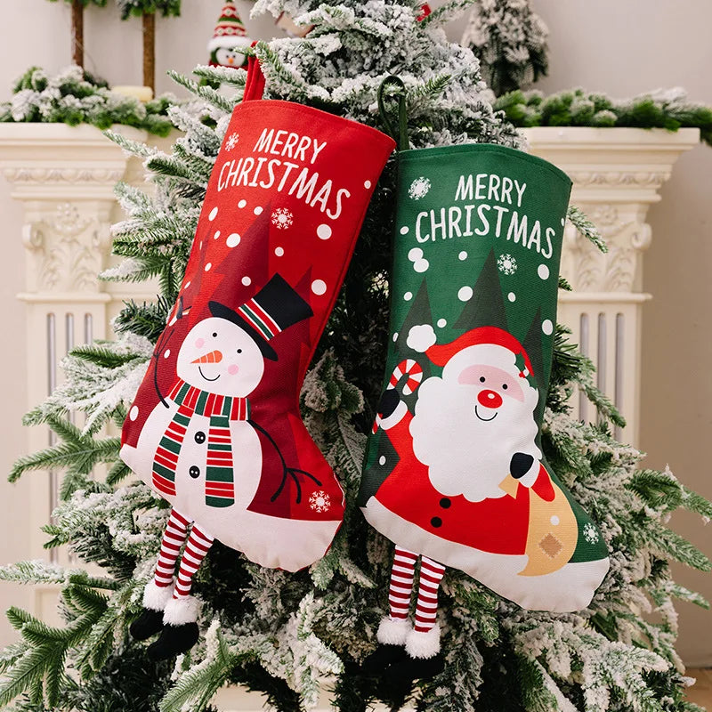 Christmas Stocking Large Santa, Snowman, Tree and Reindeer