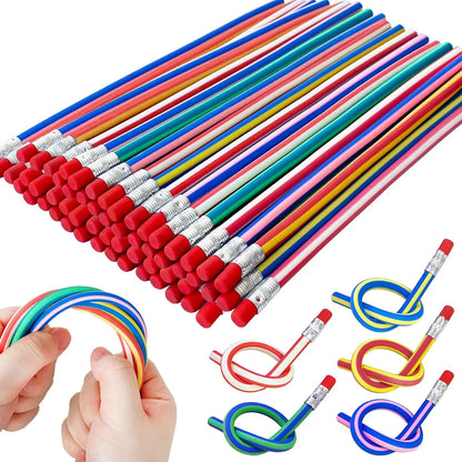 20 PCS Flexible Soft Pencil,Colorful Bendy Pencil,Magic Bendable Pencil with Eraser for Gifts and Reward