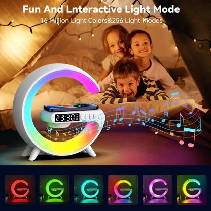 Fast Charging Wireless Charger Desk Lamp LED Smart Wake Up Light RGB Night Light Bluetooth Speaker for Bedroom Bedside Game Room