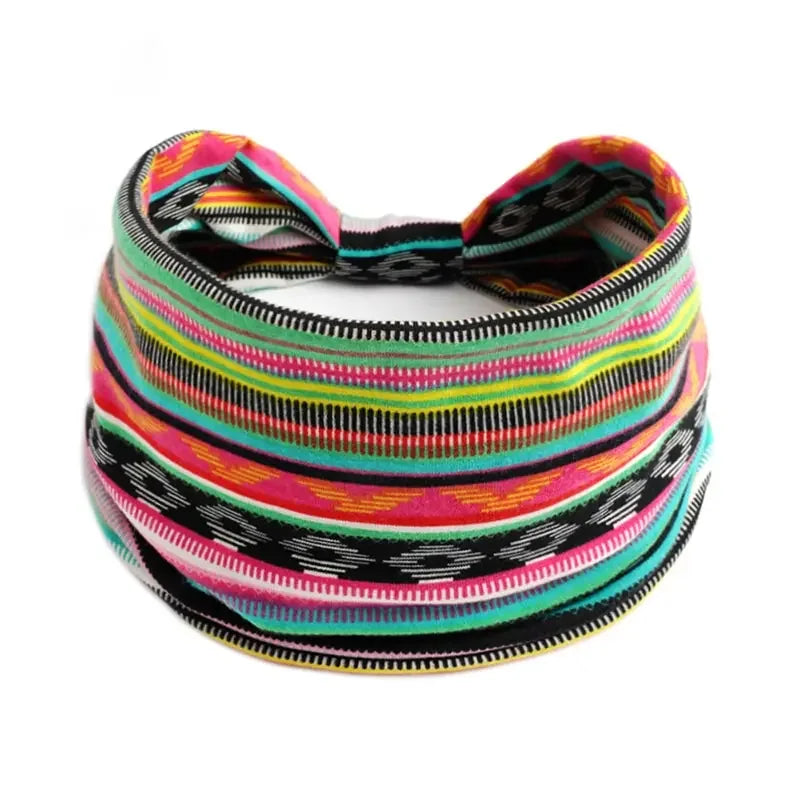 Bohemian Style Elastic Hair Bands Yoga Headband Women Headwear Print Vintage Cross Unisex Scrunchies Hair Accessories