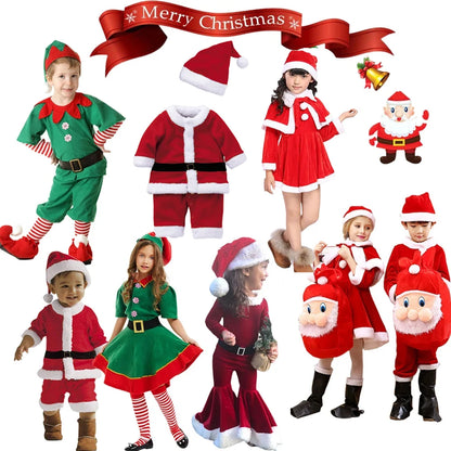 Kid Christmas Santa Claus Set Christmas Costume Suit Boy Girl Clothing Set