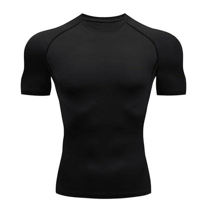 Camiseta esportiva masculina de secagem rápida, manga curta, camiseta esportiva, academia, fitness, camiseta de compressão, treinamento, corrida, camiseta masculina Rashgard