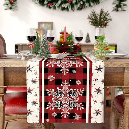 Linen Christmas Table Runner Snowman Dining Table Cover Tablecloth Navidad Noel Decorations 2025