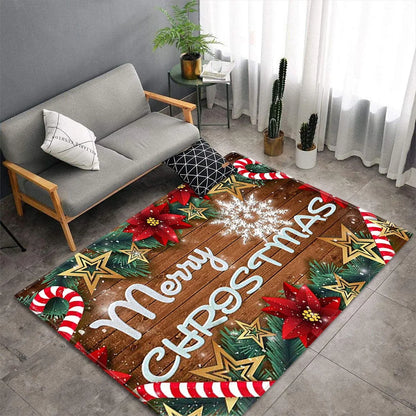 Alfombra navideña de Papá Noel y alce para decoración de sala de estar, sofá, mesa, alfombras de área grande, pasillo, balcón, alfombra antideslizante