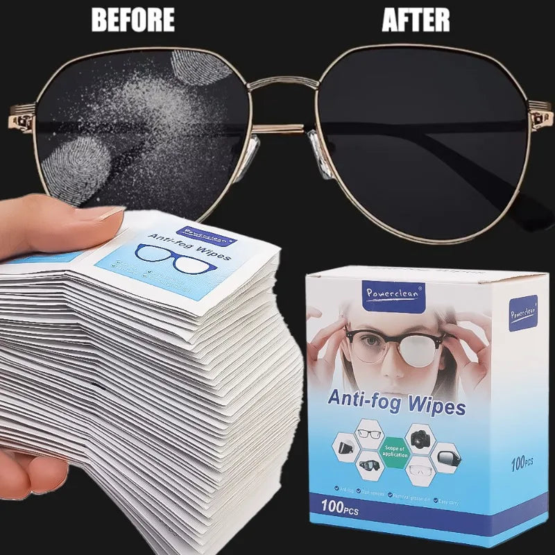 50/100Pcs Disposable Glasses Wet Paper Anti Fog Misting Dust Remover Cleaning Lens Wipes Sunglasses Phone Screen Cleaner Box Set