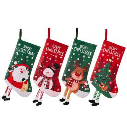 Christmas Stocking Large Santa, Snowman, Tree and Reindeer