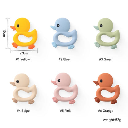 Baby Teether Food Grade Silicone Teethers Cartoon Animals Duck DIY Nursing Teething Pacifier Clip Baby Toy Teething Accessories