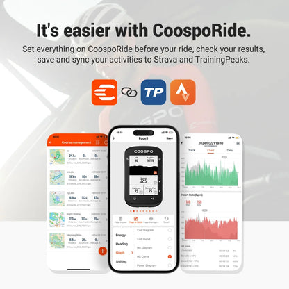 COOSPO CS500 Bike Computer GPS Wireless Cycling Odometer Bicycle Speedometer Route Navigation Cycle Stopwatch ANT+ Bluetooth5.0