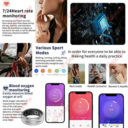 Smart Ring Newest Intelligent Wearable Device Men Women Heart Rate Sleep Health Monitor Photo Control Smartring for IOS Android