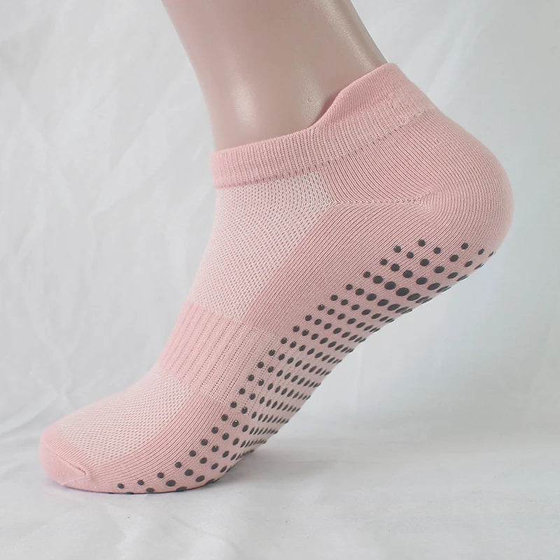 Women Yoga Socks Sports Anti Slip Silicone Fitness Professional Training Running Pilates Protecting Heel Ear Short Socks Cotton