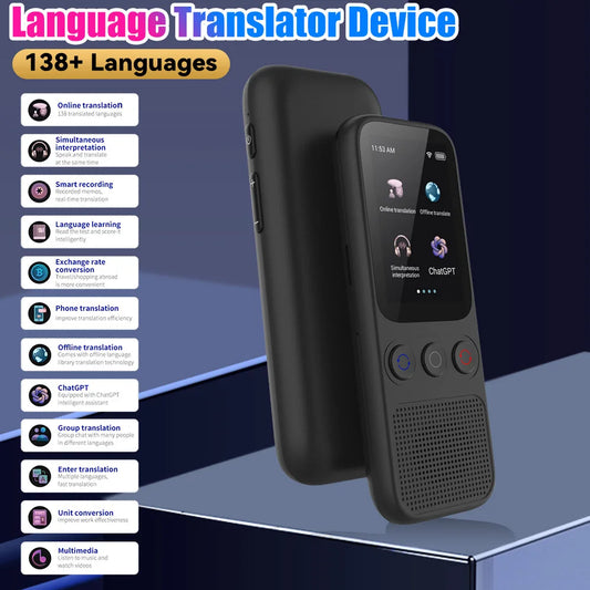 Language Translator Device S85 with 138 Languages Portable Voice Translating Offline Translation Support Voice Video Recording ﻿