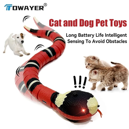 Pet Toys Cat Dog Pet Snake Toys Rechargeable Smart Sensor Snake Automatically Senses Obstacles and Escapes Children's Gift Toys