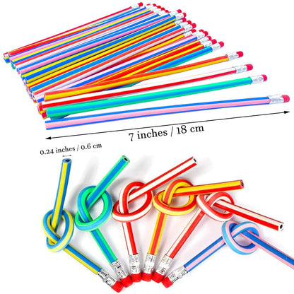 20 PCS Flexible Soft Pencil,Colorful Bendy Pencil,Magic Bendable Pencil with Eraser for Gifts and Reward