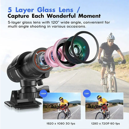 F9 1080P Sport Bicycle Camera DV Video Dash Cam Motorcycle Bike Motion Detect Helmet Camcorder Recorder Support 8-64GB TF Card