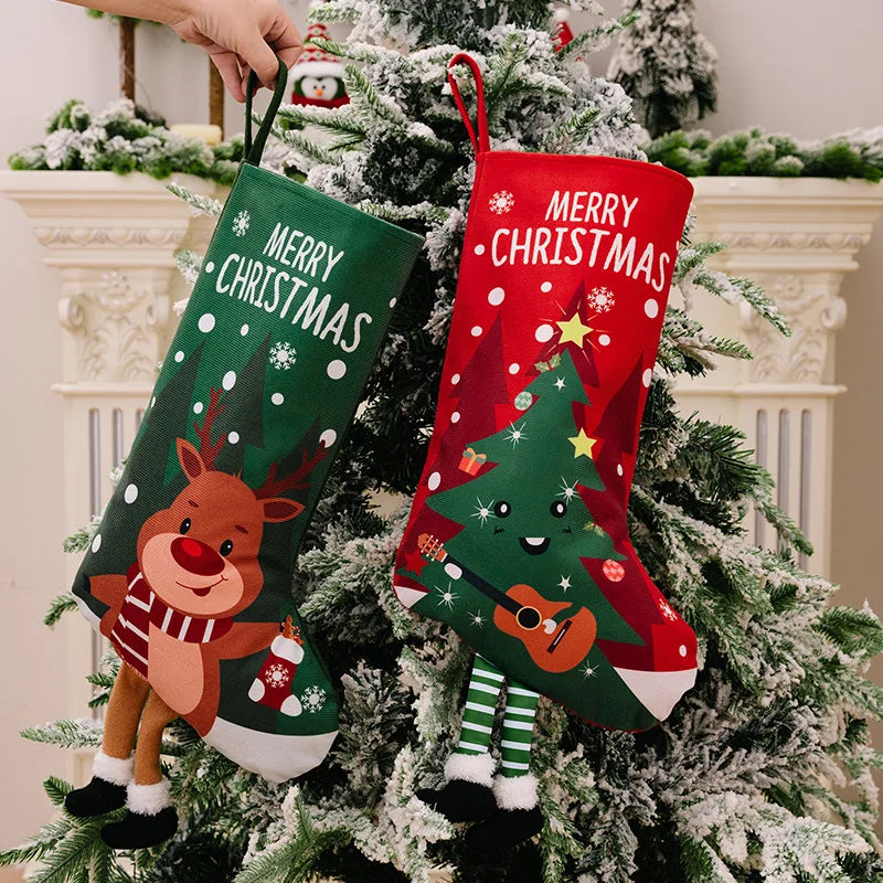 Christmas Stocking Large Santa, Snowman, Tree and Reindeer