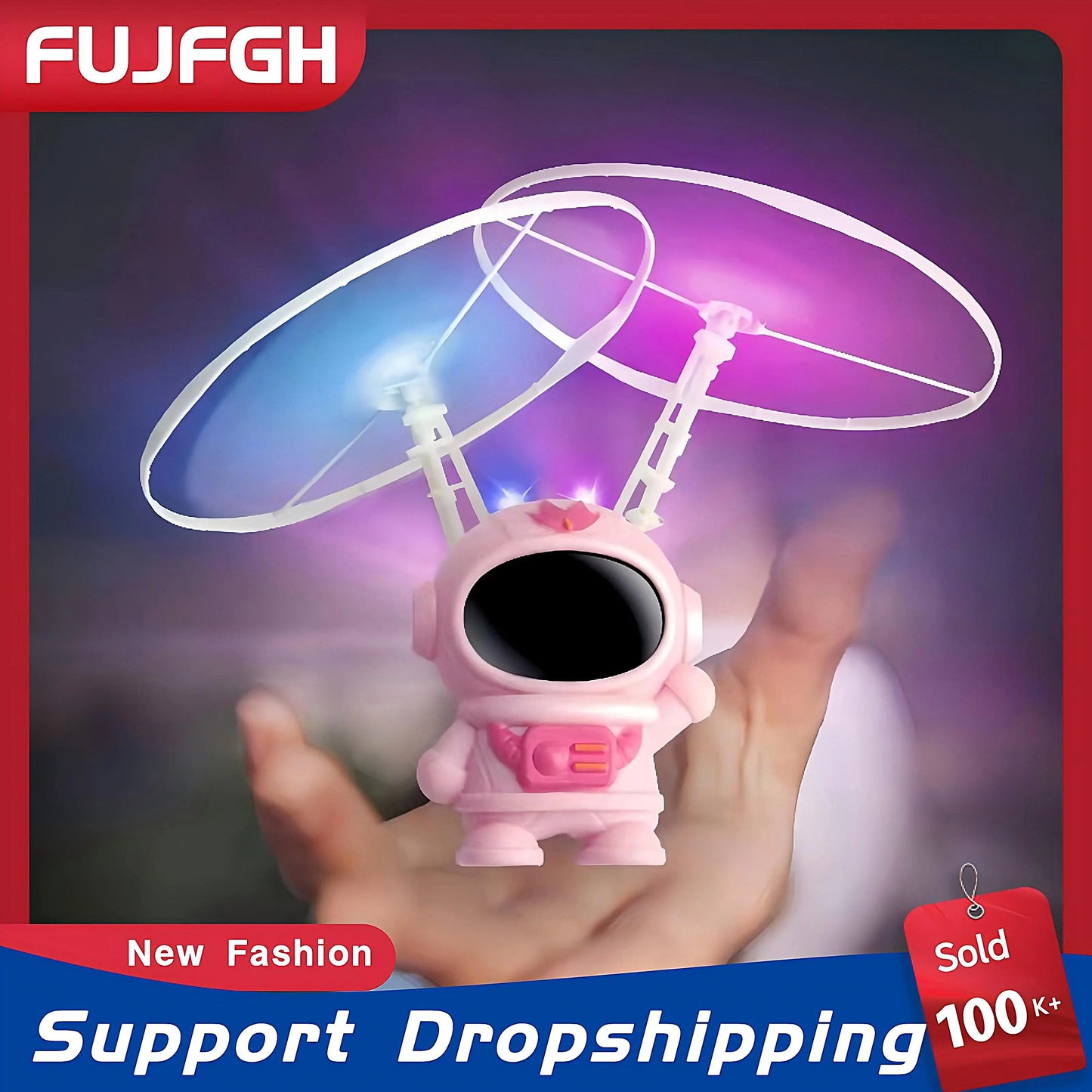 Flying Robot Astronaut Toy Aircraft High-Tech Hand-Controlled Drone Interactive Dual Wings with Lights Outdoor GiftS for Kids