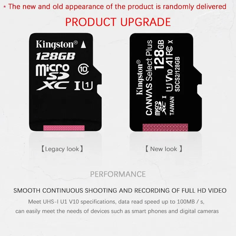 Kingston Memory Card 128GB 32GB Micro SD TF 64GB U1 V10 A1 MicroSD SDCS2 100Mb Reading Speed Class 10 Flash Micro Card for Phone