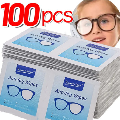 50/100Pcs Disposable Glasses Wet Paper Anti Fog Misting Dust Remover Cleaning Lens Wipes Sunglasses Phone Screen Cleaner Box Set