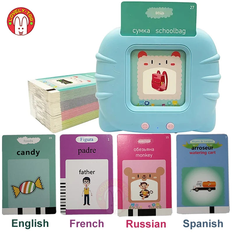 Cartão de memória flash inglês russo espanhol francês palavras visuais jogos abc aprendizagem idioma crianças educação brinquedos montessori livro de leitura