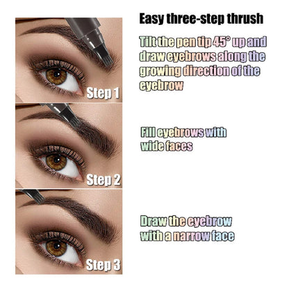 Waterproof Eyebrow Pen, Microblading Eyebrow Pencil With 4 Split Head, Natural Looking Brows Makeup ( 5 Colors)