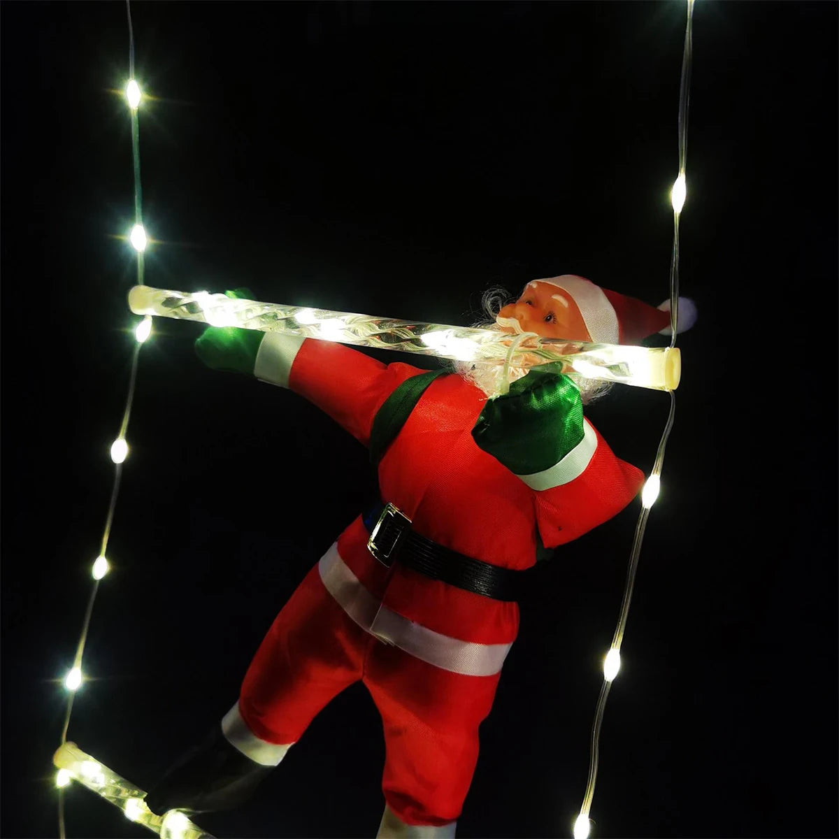 3M Santa Claus Climbing Ladder Warm Light 2024 Christmas Decoration for Home Outdoor Garden Cristmas tree Ornement New Year Gift