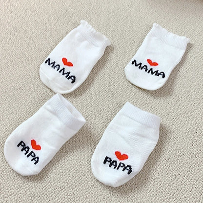 2Pairs Newborn Baby Girls Boys Socks White Cute Love MAMA PAPA