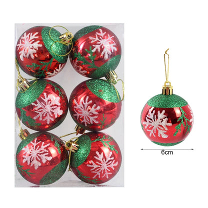 6Pcs/box 6cm Christmas Ball Ornaments Xmas Tree Hanging Pendant