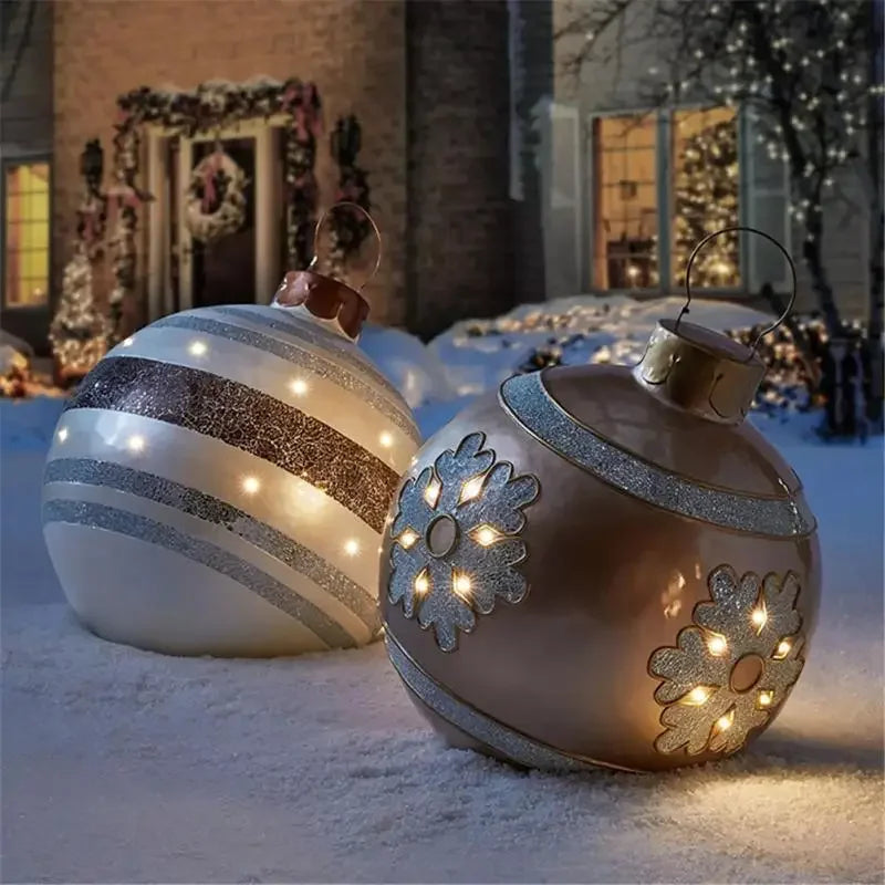 60cm Christmas Inflatable Decorated Ball Outdoor PVC Giant Big Large Balls Xmas Tree Decorations Toy Ball without Light Ornament