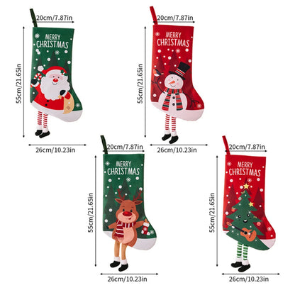 Christmas Stocking Large Santa, Snowman, Tree and Reindeer