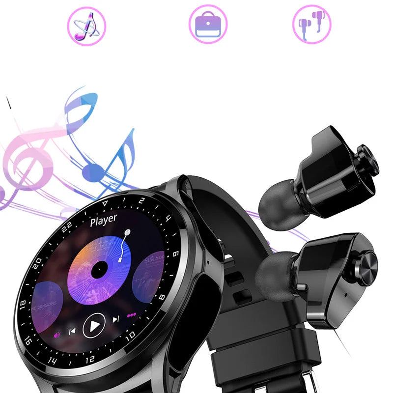 Smart Watch GT66 TWS 2 in 1 Earbuds Wireless Headset Women Bluetooth Call Heart Rate Tracker Earphones Smartwatch