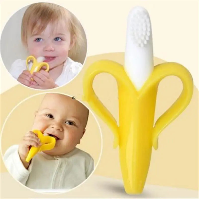 Banana Shape Safe Toddle Teether Baby Silicone Training Toothbrush BPA Free Banana Teething Ring Silicone Chew Dental Care Tooth