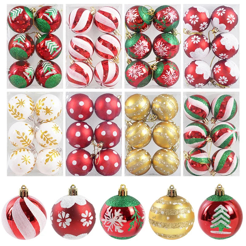 6Pcs/box 6cm Christmas Ball Ornaments Xmas Tree Hanging Pendant